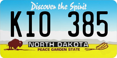 ND license plate KIO385