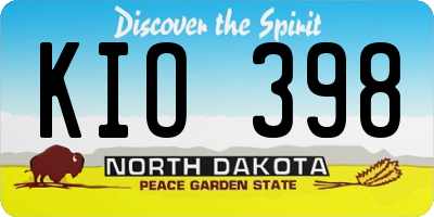 ND license plate KIO398