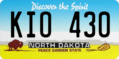 ND license plate KIO430