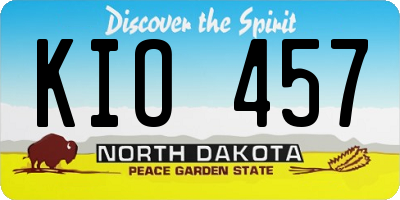 ND license plate KIO457