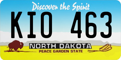 ND license plate KIO463