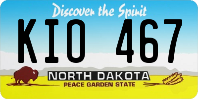 ND license plate KIO467
