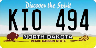 ND license plate KIO494