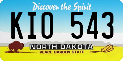 ND license plate KIO543