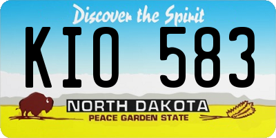 ND license plate KIO583