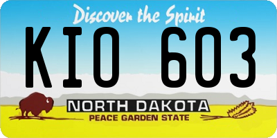 ND license plate KIO603