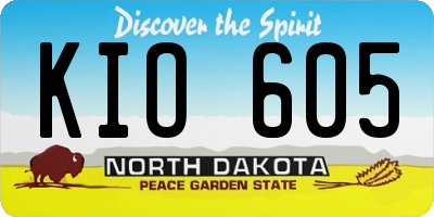 ND license plate KIO605