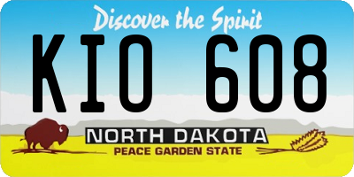 ND license plate KIO608