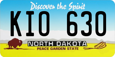 ND license plate KIO630