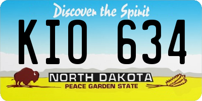 ND license plate KIO634