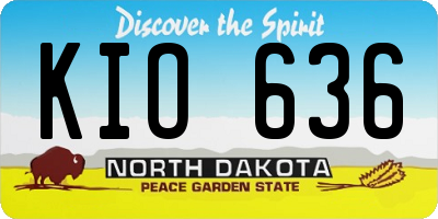 ND license plate KIO636