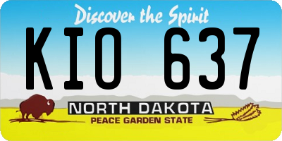 ND license plate KIO637
