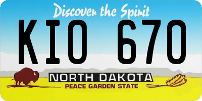 ND license plate KIO670