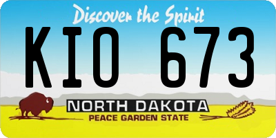 ND license plate KIO673