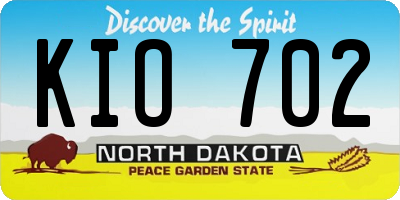 ND license plate KIO702