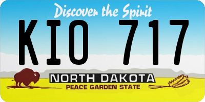 ND license plate KIO717