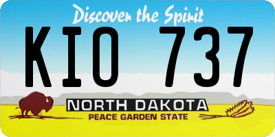 ND license plate KIO737