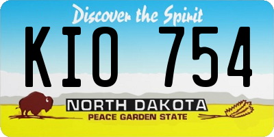 ND license plate KIO754