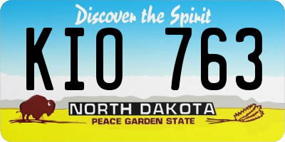 ND license plate KIO763