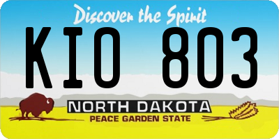 ND license plate KIO803
