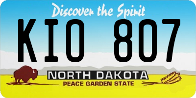 ND license plate KIO807