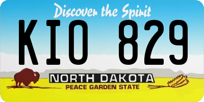 ND license plate KIO829