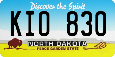 ND license plate KIO830