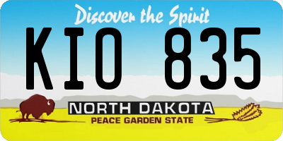 ND license plate KIO835