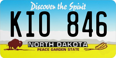 ND license plate KIO846