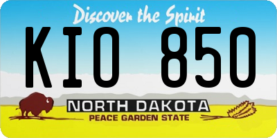 ND license plate KIO850