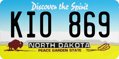 ND license plate KIO869