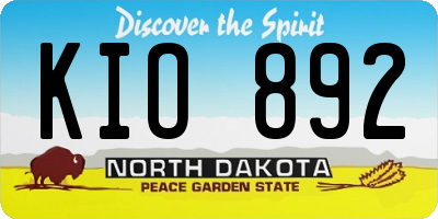 ND license plate KIO892