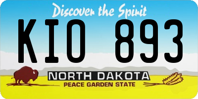 ND license plate KIO893