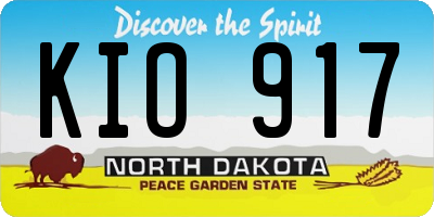ND license plate KIO917