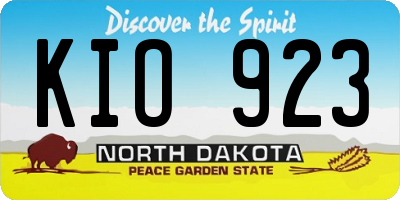 ND license plate KIO923