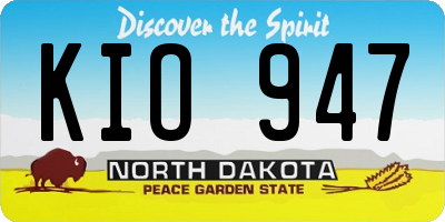 ND license plate KIO947