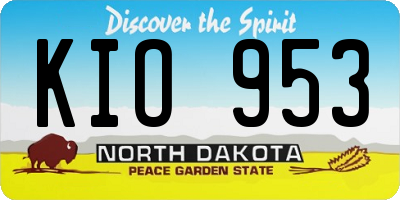 ND license plate KIO953