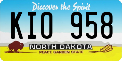 ND license plate KIO958