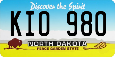 ND license plate KIO980