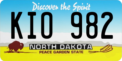 ND license plate KIO982