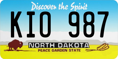 ND license plate KIO987