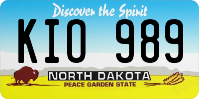 ND license plate KIO989