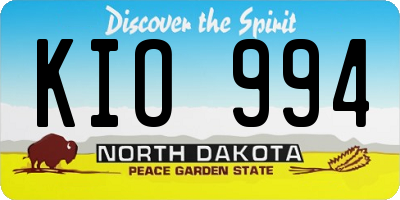 ND license plate KIO994
