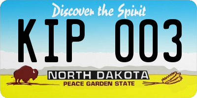 ND license plate KIP003