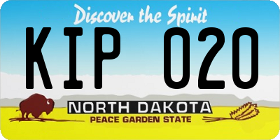 ND license plate KIP020