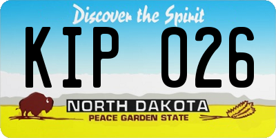 ND license plate KIP026