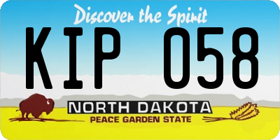 ND license plate KIP058