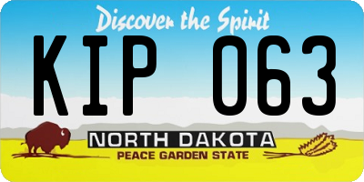 ND license plate KIP063