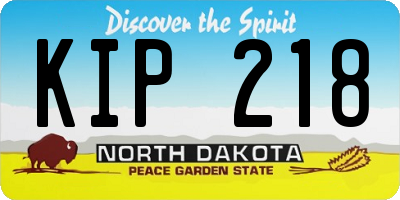 ND license plate KIP218