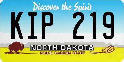 ND license plate KIP219